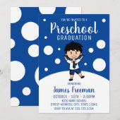 Invitation Cute Blue Boy Diplôme préscolaire (Devant / Derrière)
