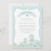 Invitation Cute Blue Boy Llama Baby shower (Devant)