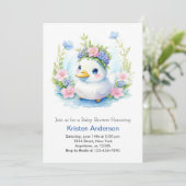 Invitation Cute Blue Duckling Aquarelle Baby shower garçon (Debout devant)