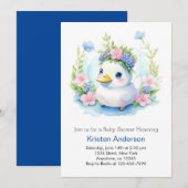 Invitation Cute Blue Duckling Aquarelle Baby shower garçon (Devant / Derrière)