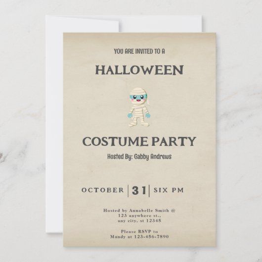 Invitation Cute Blue et blanc maman Vintage Halloween (Devant)