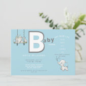 Invitation Cute Blue Funny Garçon Maman Baby shower de vie (Debout devant)