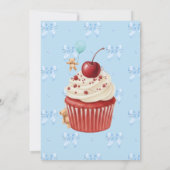 Invitation Cute Blue Gingham Teddy Bear & Ribbon (Dos)