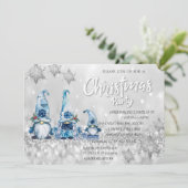Invitation Cute Blue Gnomes Bokeh Corporate Christmas Party (Debout devant)