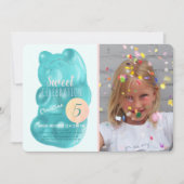 Invitation Cute Blue Gummy Ours Sweet Candy Photo Anniversair (Devant)