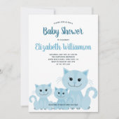 Invitation Cute Blue Kitty Chat Kitten Boy Baby shower modern (Devant)