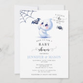 Invitation Cute Blue Little Boo Baby Ghost Boy Douche garçon (Devant)