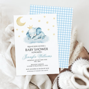 Invitation Cute Blue Little Elephant Baby Boy Douche