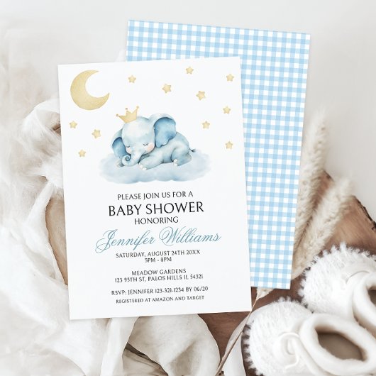 Invitation Cute Blue Little Elephant Baby Boy Douche