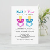 Invitation Cute Blue ou rose Pacifier Parti de révélation de  (Debout devant)