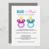 Invitation Cute Blue ou rose Pacifier Parti de révélation de  (Devant / Derrière)