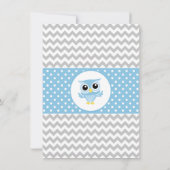 Invitation Cute Blue Owl Grey Chevron Boy Baby shower (Dos)