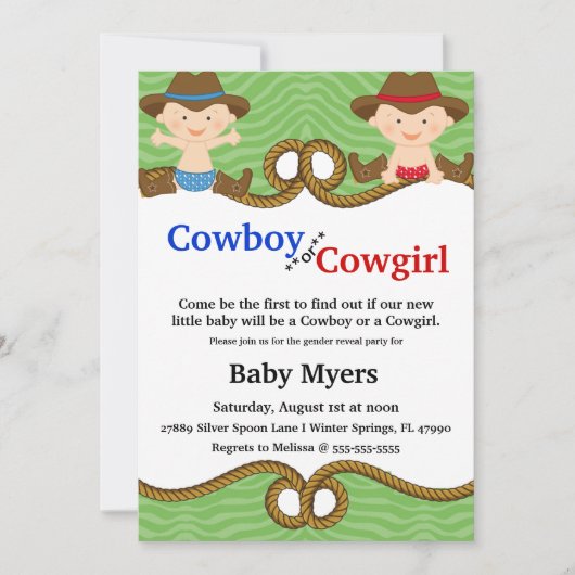 Invitation Cute Blue & Red Country Gender Reveal Invite (Devant)