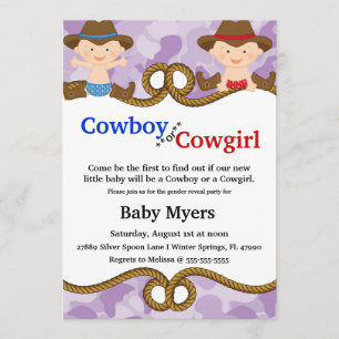 Invitation Cute Blue & Red Country Gender Reveal Invite