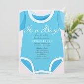 Invitation Cute Blue Romper C'est un garçon baby shower invit (Debout devant)