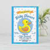 Invitation Cute Blue Rubber Duck Toy Baby shower garçon (Debout devant)