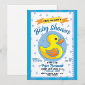 Invitation Cute Blue Rubber Duck Toy Baby shower garçon (Devant / Derrière)