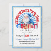 Invitation Cute Blue Secret Père Noël Christmas Party Invitat (Devant)