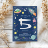 Invitation Cute Blue Space Alien Monster Boys Birthday