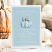 Invitation Cute Blue Un Petit Baby shower Garçon Citrouille