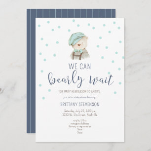 Invitation Cute Blue Woodland Vintage Teddy Bear Baby shower