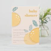 Invitation Cute Blush Peach Lemon Fruit Baby shower gras (Debout devant)