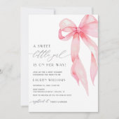 Invitation Cute Blush Pink Coquette Bow Baby Girl Shower (Devant)