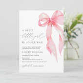 Invitation Cute Blush Pink Coquette Bow Baby Girl Shower (Debout devant)