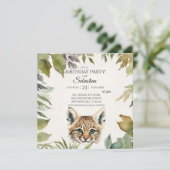 Invitation Cute Bobcat Woodland fête d'anniversaire (Debout devant)