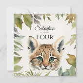 Invitation Cute Bobcat Woodland fête d'anniversaire (Dos)