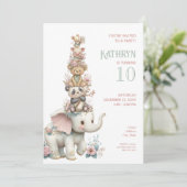 Invitation Cute Boho Animal Birthday Party (Debout devant)