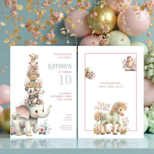 Invitation Cute Boho Animal Birthday Party