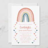 Invitation Cute Boho Aquarelle Arc-en-ciel Anniversaire Corai (Devant)