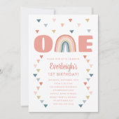 Invitation Cute Boho Aquarelle Arc-en-ciel Anniversaire Corai (Devant)