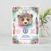 Invitation Cute Boho Aquarelle Woodland Bea fête d'anniversai (Debout devant)