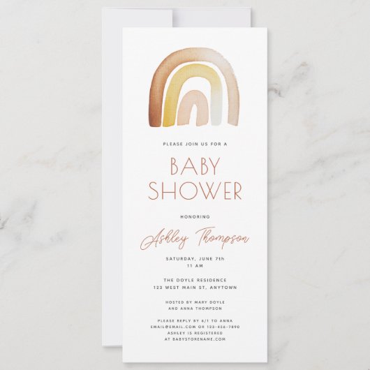 Invitation Cute Boho arc-en-ciel Baby shower neutre entre les (Devant)