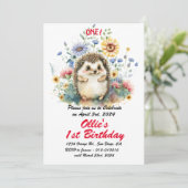 Invitation Cute Boho Baby Hérisson 1er anniversaire (Debout devant)
