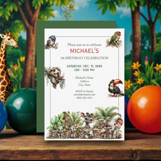 Invitation Cute Boho Baby Safari Birthday Party