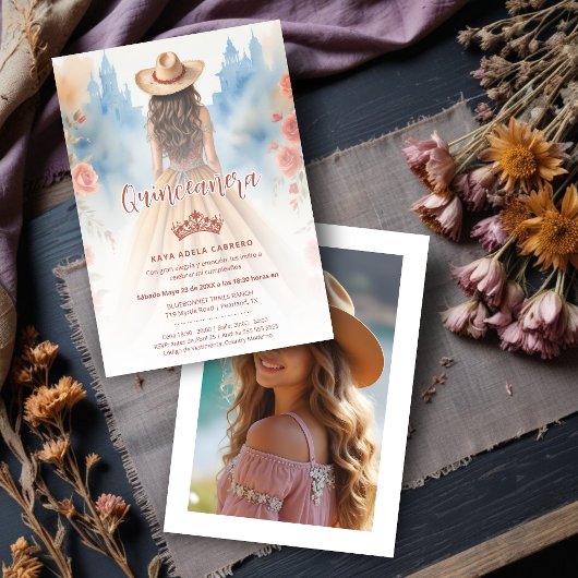 Invitation Cute Boho Cowgirl Charming Quinceañera with