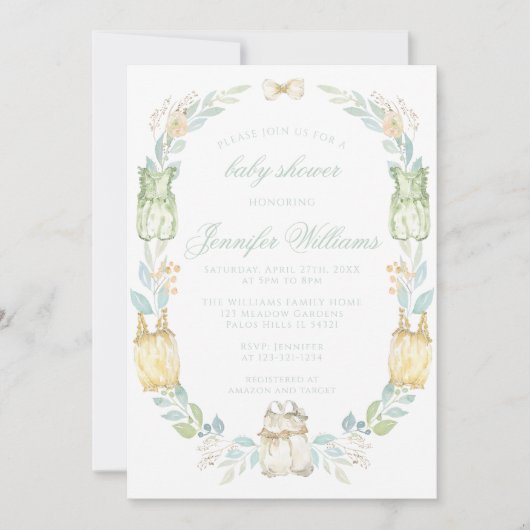 Invitation Cute boho eucalyptus bébé linge douche (Devant)