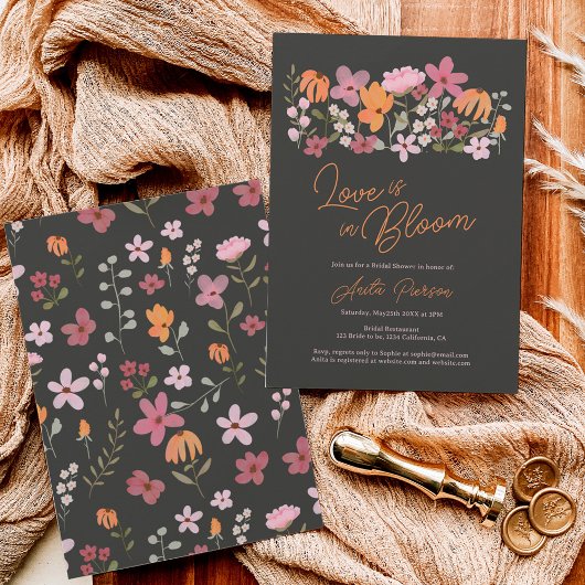 Invitation Cute boho meadow petit fleur sauvage douche nuptia