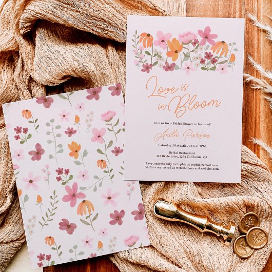 Invitation Cute boho meadow petit fleur sauvage douche nuptia