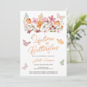 Invitation Cute boho papillons fleur sauvage nuptiale douche (Debout devant)