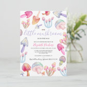 Invitation Cute boho pastel champignons baby shower aquarelle (Debout devant)