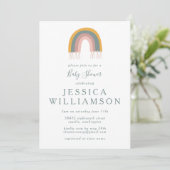 Invitation Cute Boho Rainbow Baby shower simple (Debout devant)
