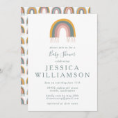 Invitation Cute Boho Rainbow Baby shower simple (Devant / Derrière)