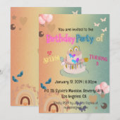 Invitation Cute Boho Rainbow Gradient Anniversaire (Devant / Derrière)
