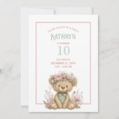 Invitation Cute Boho Teddy Bear Birthday Party (Devant)
