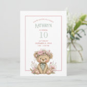 Invitation Cute Boho Teddy Bear Birthday Party (Debout devant)
