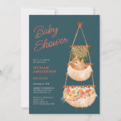 Invitation Cute boho teddy ours baby shower neutre (Devant)